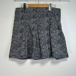 Max Studio | Black and White Plaid Mini Skirt | Tweed Inspired Pleated Skirt